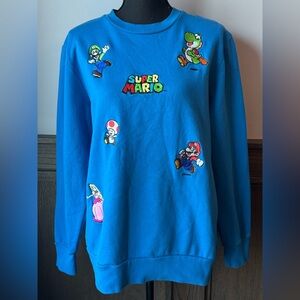Super Mario Blue embroided character Sweatshirt Large